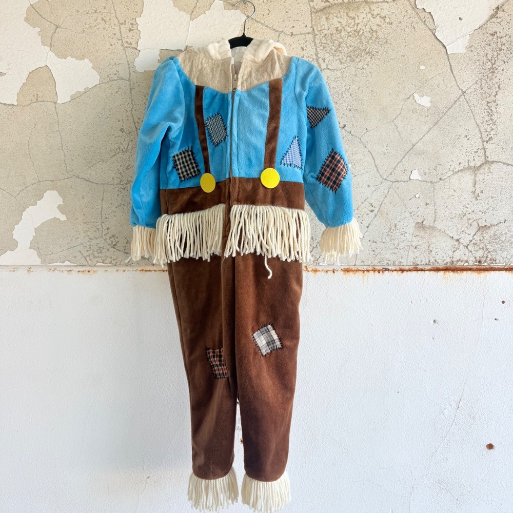 Vintage Scarecrow Costume Kids 6T 7T Wizard of Oz Halloween Warm Jumpsuit